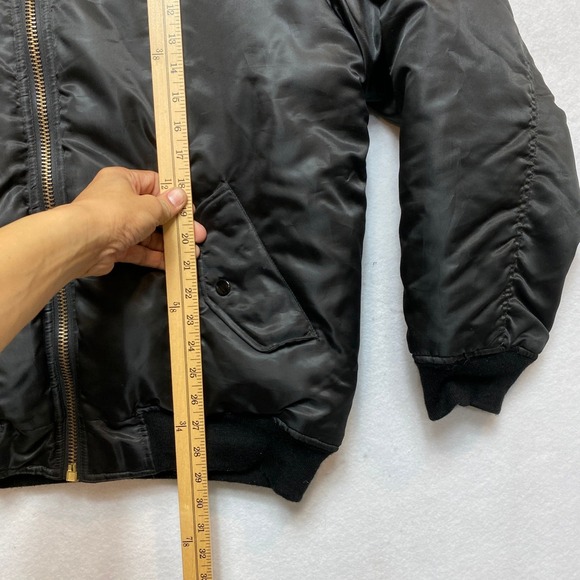 Arctic Pole Flight MA-1 Bomber Jacket Mens Size Large Black Orange Reversible - Picture 3 of 11